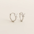 Elegant S925 sterling silver hoop earrings with butterfly zircon pendants and beaded detail - Platinum (White Stone)
