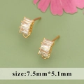 18k gold plated flower moon geometric earring findings with 3-stone zircon inlays - Triple Zircon Bar