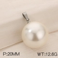 Titanium steel pendant featuring a 20mm white pearl with a polished metal clasp - Steel Color Style (KP120437-Z)