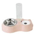 Distributeur d'eau automatique et gamelle inox pour chat en forme de chat rose - Style en acier inoxydable / Rose