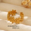 18K gold plated stainless steel sunflower open ring for women with floral design - Sunflower Continuous Style (1133) / Gold