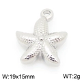 Silver stainless steel starfish pendant charm with textured surface for DIY jewelry - Silver Sea Star (KLJ9944-Z)
