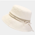 Cremefarbener Sonnenhut mit Lucky-Zierband und faltbarer Textur für Damen - M (56-58cm) / Weiß