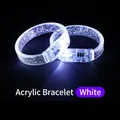 Glow-in-the-dark white LED acrylic bracelet with internal bubble texture on black background - White