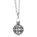 Collana con ciondolo a sfera cava in argento vintage con motivi floreali incisi - Argento Antico
