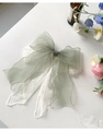 Elegante fermaglio per capelli con fiocco in rete e pizzo grigio-verde per donna - Verde Fagiolo