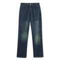 Jeans in denim blu scuro lavato da donna con classico taglio a gamba dritta e sbiadimento - XS / Pants