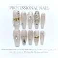 Pink gradient handmade press-on nails with luxury rhinestones and pearl accents - Extra Small (XS)