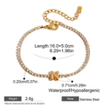 Gold stainless steel rhinestone tennis bracelet with capital letter N charm - Letter N (JDB0305011-N)