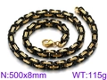 Men's Byzantine style necklace in black and gold finish with spring clasp, 500x8mm - 18cm / 8mm Black Gold