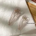 Juego de dos pinzas para el cabello en acrílico rosa transparente de unos 6cm de largo - 1# Polvo Transparente Pequeño