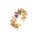 Dettaglio dell'orecchino a clip dorato con zirconi colorati taglio marquise su bianco - Aperto Regolabile / Oro Zirconia Colorata (12922)