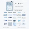 50-piece blue textile fabric and washi paper scrapbooking stickers in various patterns - Blue Overture