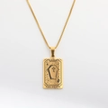Collier tarot doré en acier inoxydable avec pendentif rectangulaire de la carte XIII La Mort - LA MORT / Doré