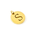Polished gold stainless steel round pendant with hollow letter S for DIY necklaces - Letter S (S-Pendant)