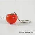 Realistic red PVC cherry tomato keychain pendant with green leaf and silver ring - Cherry Tomato - Standard Keychain