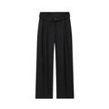 Pantaloni neri a gamba larga alla moda con un esclusivo design asimmetrico in vita - XS / Nero