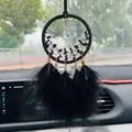 Acchiappasogni nero per auto fatto a mano con ossidiana e piume nere eleganti - Nero
