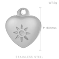 Silberner Edelstahl-Herzanhänger mit Sonnengravur, Größe 13x12mm und Gewicht von 3g - Sonnenmuster Silber Herz Anhänger (KLJ092-Z)
