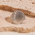 Polierte silberne Ohrmanschette in Muschelform mit glatter Textur und strahlenden Rillen - Ohrmanschette - Silber (Einzeln)