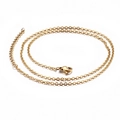 Collar de cadena de eslabones de acero inoxidable dorado pulido con cierre de mosquetón - 450*2mm(KN80708-Z) / Dorado