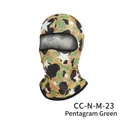 Outdoor cycling balaclava in green camouflage pattern with white star elements - Star Green Camo