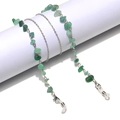 Detail of green aventurine stone chain with silver metal links and silicone loops - Silver / Green Crushed Stone