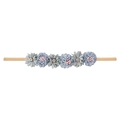 Infant nylon headband with handmade grey-blue fabric flowers and pearl accents - Style 16