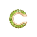 Golden C-shaped ear cuff with sparkling emerald green crystals for non-pierced ears - 1.3cm Outer Diameter / KC Gold - Green (8995)