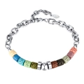 Colorful lava stone and stainless steel bamboo link bracelet for men and women - S2007 Colorful Lava Stone Bracelet