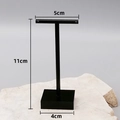 Black T-bar acrylic earring stand with 11cm height for jewelry display and retail - Small Rectangular Base
