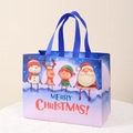 Christmas non-woven gift bag with blue-pink gradient and Merry Christmas cartoon motifs - Christmas Style 27