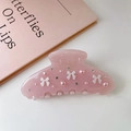 Pinza de pelo rosa en acetato con diamantes de imitación y lazo de perlas mujer - Estilo Lazo De Perlas