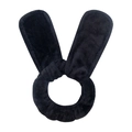 Coletero de felpa negra con orejas de conejo para peinados sin calor y con estilo - Negro (Bolsa OPP)