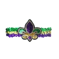 Sparkly Mardi Gras sequin headband with green, gold and purple Fleur-de-lis design - Mardi Gras Sequin Armband/Headband-Fleur-de-lis B