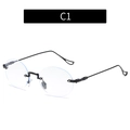 Gafas cuadradas sin montura anti-luz azul con patillas de metal negro estilo Y2K C1 - Negro (Redondo)