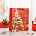 Rode kerst papieren cadeautas met kerstboomprint en gouden Merry Christmas tekst - S (18x8.5x24cm) / 1 stuk / Bronzing Kerstboom