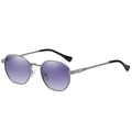Chic polygonal silver sunglasses with purple gradient lenses and woven metal temples - Silver Frame Gradient Grey C5