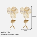 Vintage gold hollow flower pearl earrings in stainless steel with 86mm long tassels - 3D Flower