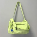 Sac de voyage de sport léger en nylon vert fluo avec sangle réglable et fermeture - Vert + Cordon Vert