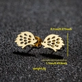 Polished gold hedgehog stud earrings in stainless steel with hollow cutout design - Hedgehog (069) / Gold