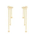 Orecchini pendenti a nappa con stelle e luna dorati e ago in argento s925 puro - Oro 18K / Oro