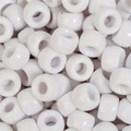 White pony beads for DIY crafts, bulk opaque white plastic large hole spacer beads - White