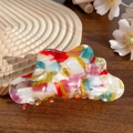 Elegant mosaic acetate cloud claw clip with vibrant colorful tortoiseshell patterns for women - Tropical Red