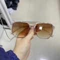 Retro pilot sunglasses with transparent pink frame and brown gradient lenses - Transparent Tea Frame Double Brown Lens