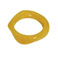 Chic ginger yellow resin bangle with a vintage wavy geometric frame for women - Geometric Rhombus / Inner Diameter 65mm / Yellow