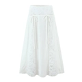 Elegant white long floral lace skirt with drawstring waist in a clean flat lay view - S / Skirt