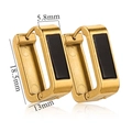 Gold-plated U-shaped earrings with black inlay, 18.5mm height and 13mm width - Enamel Filling / Gold-Black Enamel