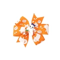 Halloween orange hair bow clip featuring white ghosts and BOO patterns for kids - 17# Orange Boo Ghost