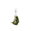 Realistic largemouth bass acrylic keychain with dark green texture and silver clip - Style 15